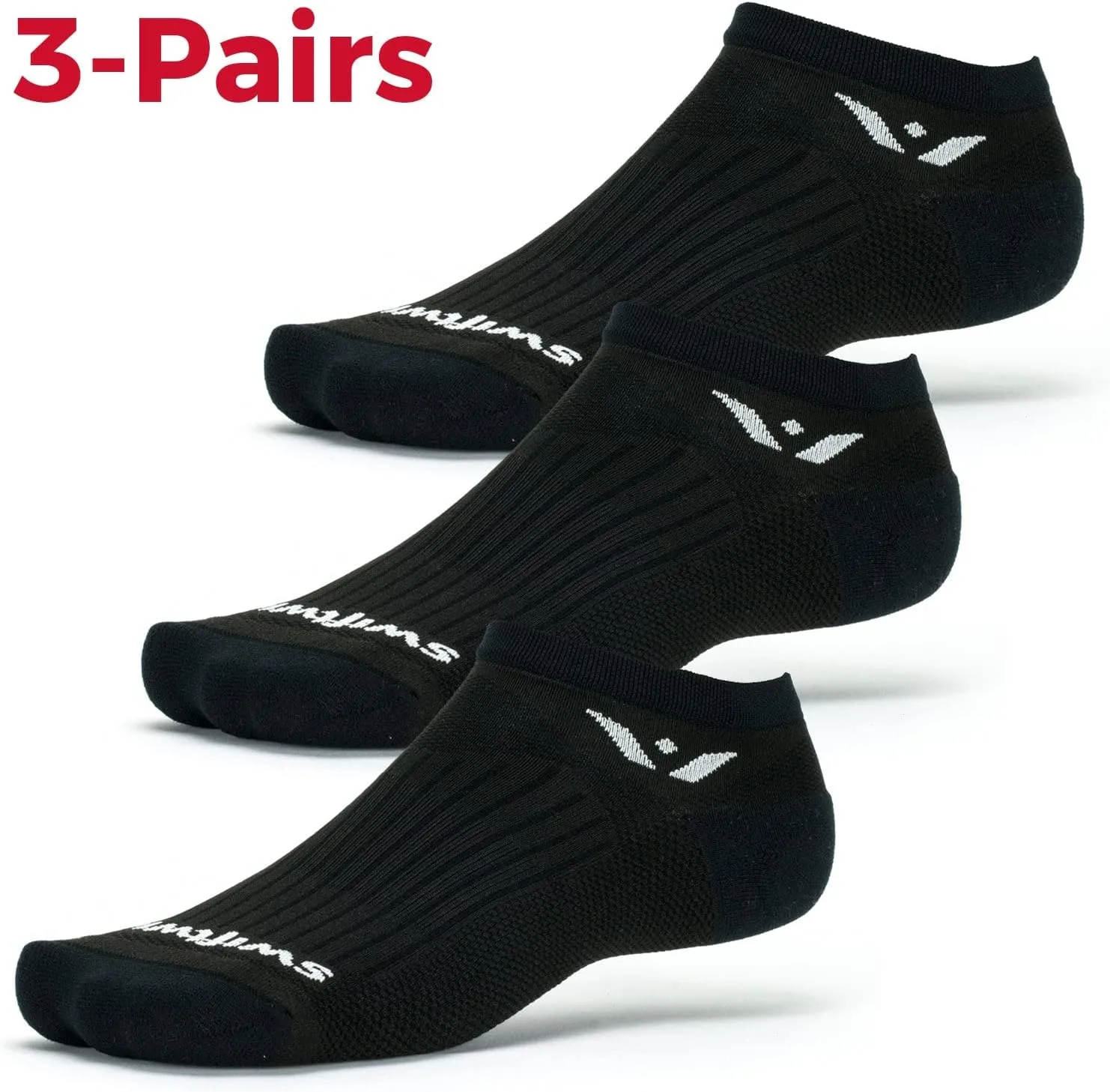 Swiftwick- ASPIRE (3 Pairs) No-Show Running Socks, Cycling Socks, Compression Fit
