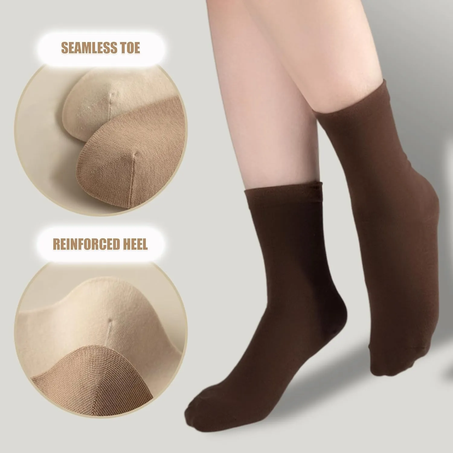 Thin Crew Socks for Women, Ladies Soft Cotton High Calf Boot Sock for Trouser, Dress, Business