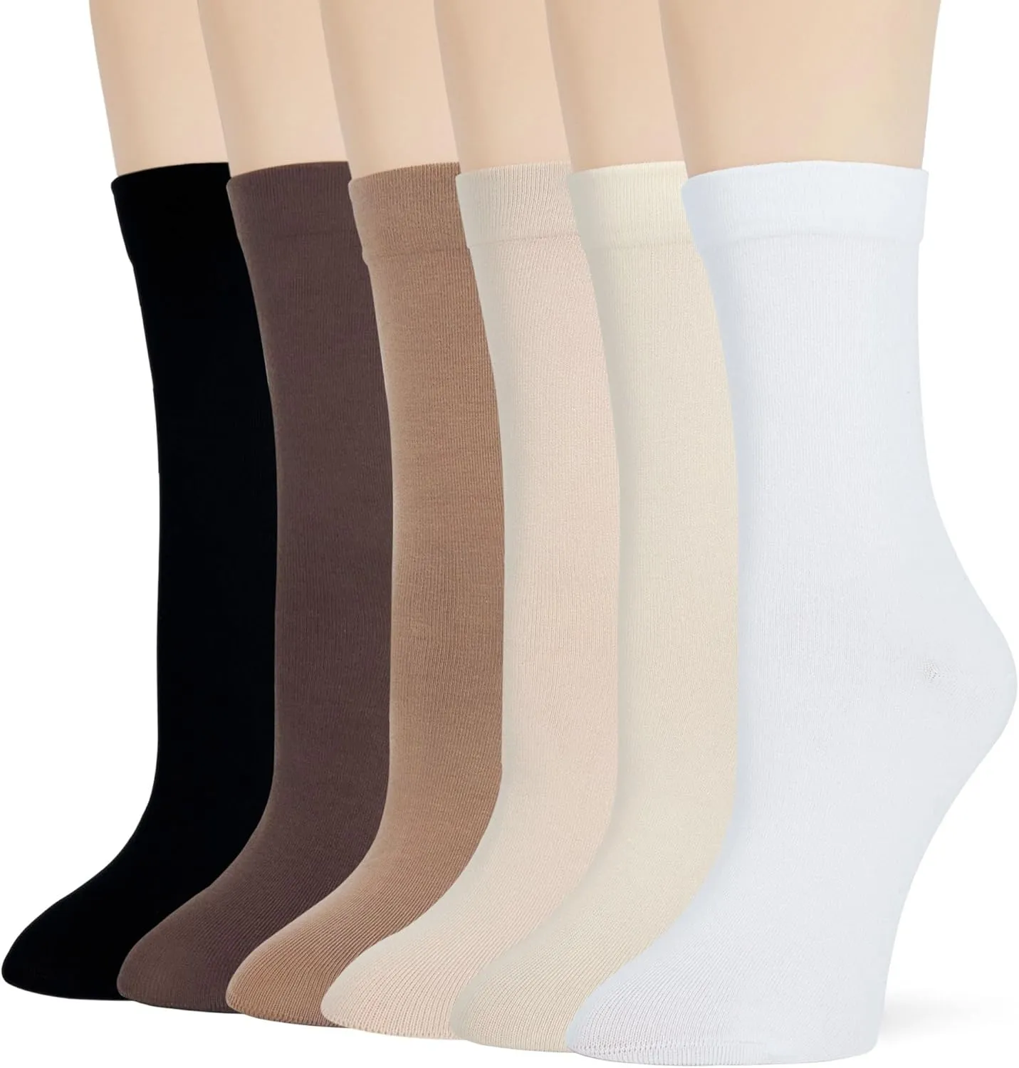Thin Crew Socks for Women, Ladies Soft Cotton High Calf Boot Sock for Trouser, Dress, Business
