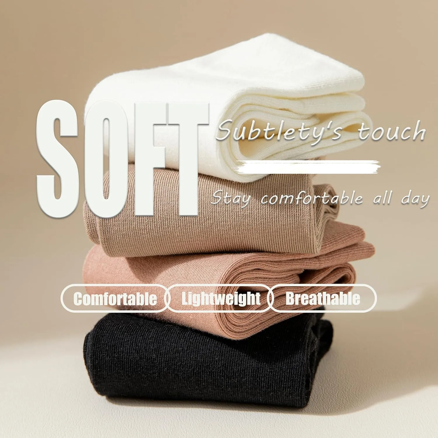 Thin Crew Socks for Women, Ladies Soft Cotton High Calf Boot Sock for Trouser, Dress, Business