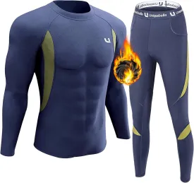 UNIQUEBELLA Men's Thermal Underwear Sets Top & Long Johns Fleece Sweat Quick Drying Thermo Base Layer