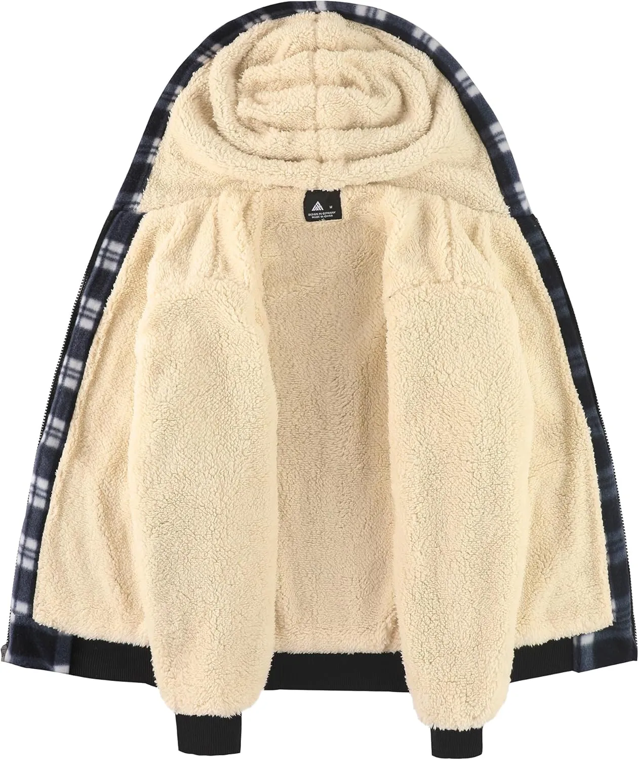 V VALANCH Boys Zipper Hoodie Kid Fleece Lined Plaid Flannel Jacket Winter Coat