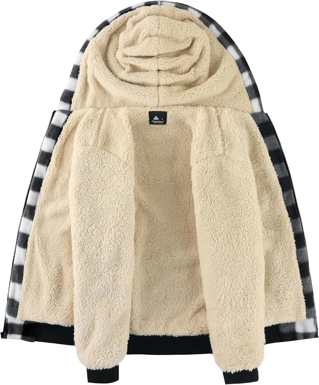 V VALANCH Boys Zipper Hoodie Kid Fleece Lined Plaid Flannel Jacket Winter Coat