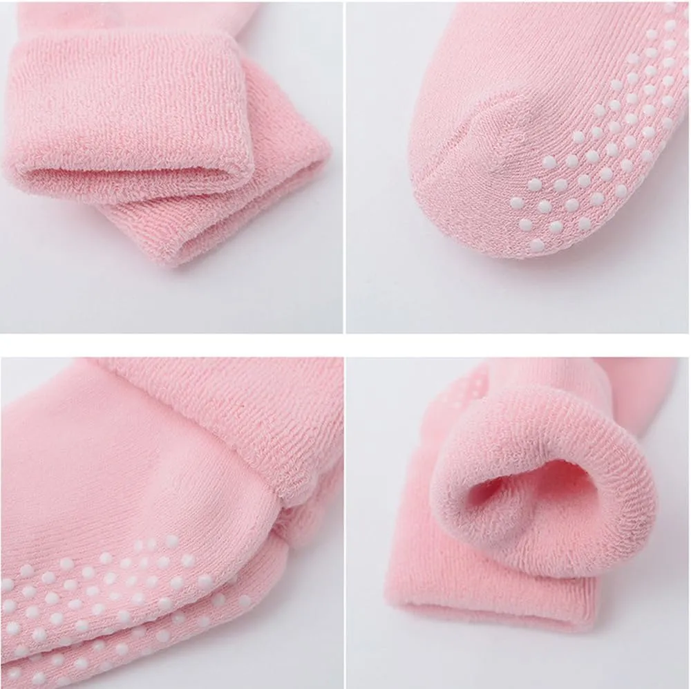 VWU Baby Toddler Kids Ankle Crew Socks with Grips Unisex Warm Thick Cotton Winter Socks 0-10 Years 6/8 Pack
