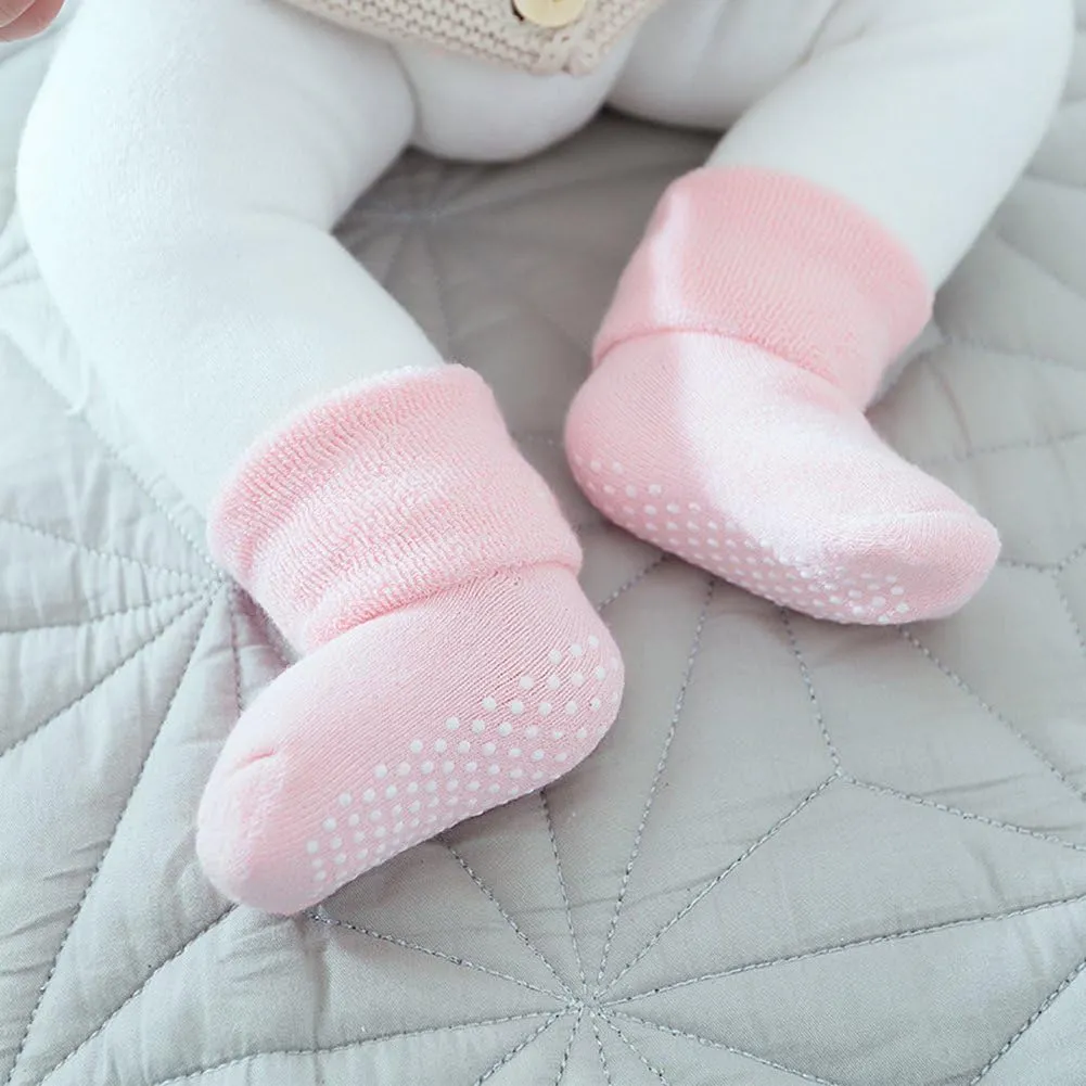 VWU Baby Toddler Kids Ankle Crew Socks with Grips Unisex Warm Thick Cotton Winter Socks 0-10 Years 6/8 Pack