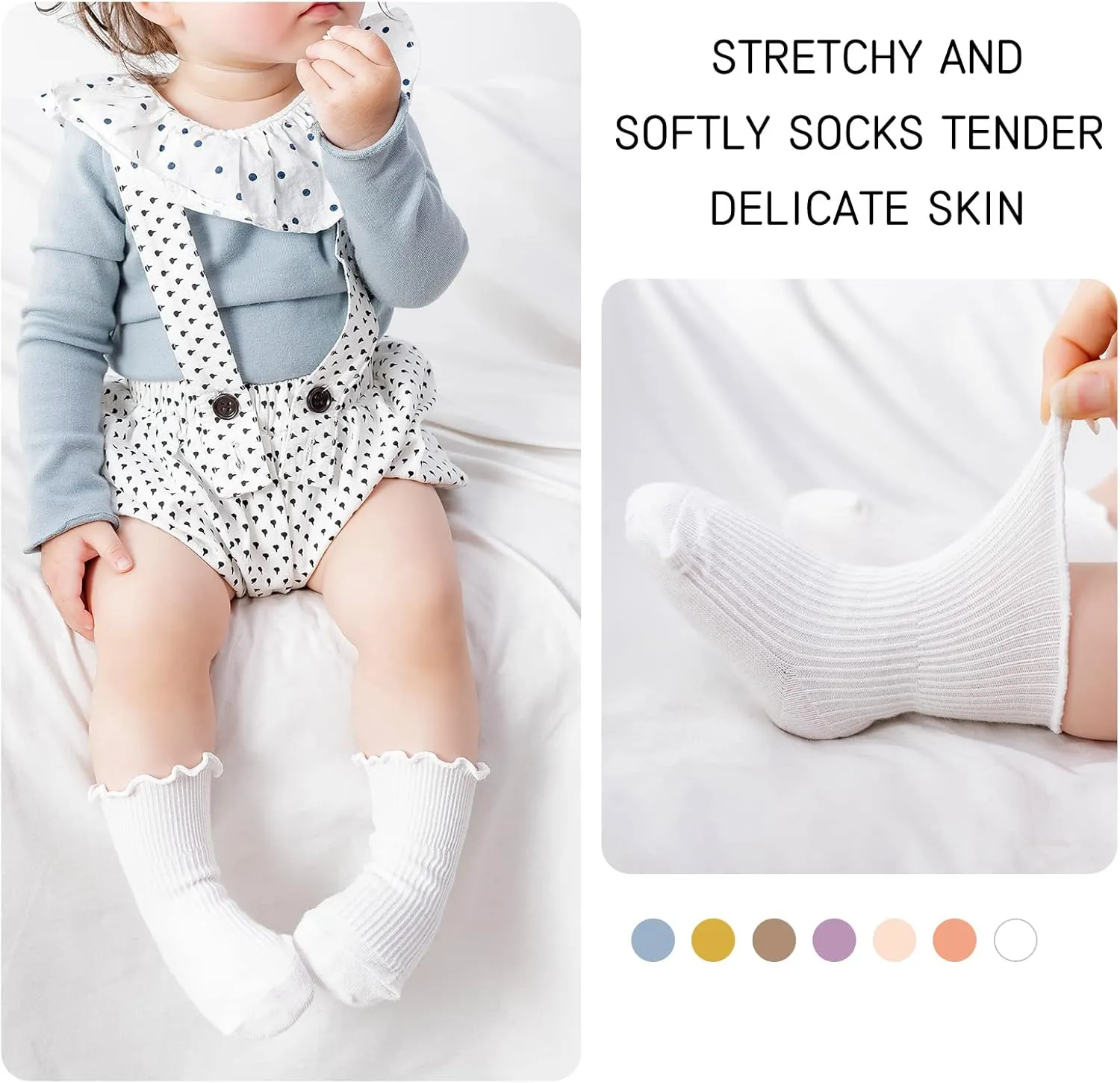 Witwot 6 Pairs Baby Girls Ruffles Ankle Socks Toddler Boys Dress Sock Soft Cotton Size 6M - 7Y