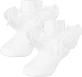 Witwot Toddler Girl Socks with Big Ruffle Lace Frilly Turn Cuff Dress Socks