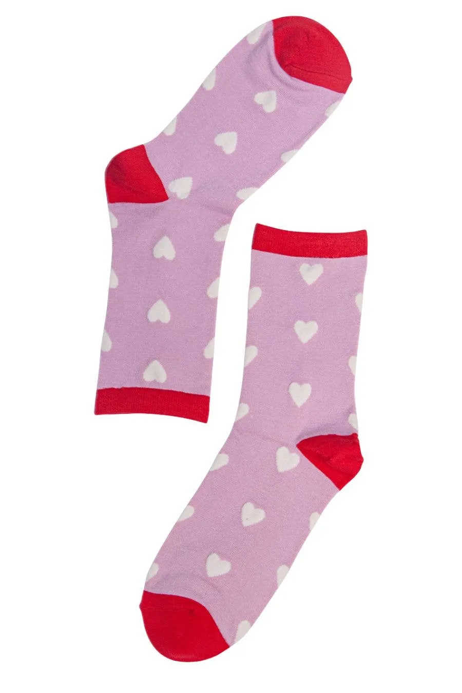 Womens Bamboo Socks Red Love Hearts Novelty Ankle Socks Pink