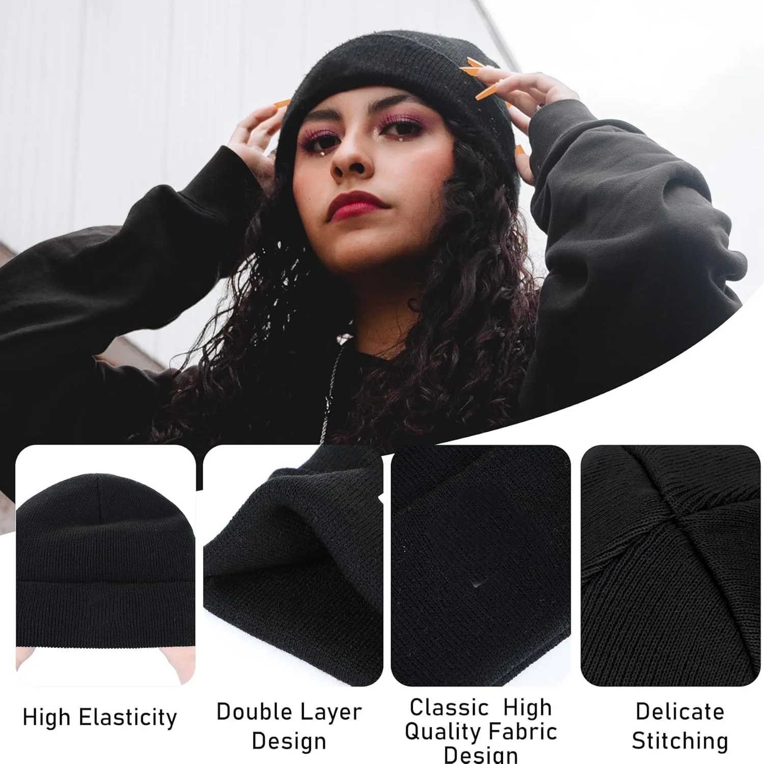 Zando Beanie for Men Women Cuffed Cap Soft Slouchy Beanie Winter Knit Hats Fisherman Beanie Skull Cap Unisex Daliy Beanie