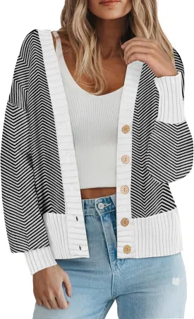 Zeagoo Women's Cardigan 2024 Fall Winter Open Front Oversized Button V Neck Loose Soft Knit Sweater