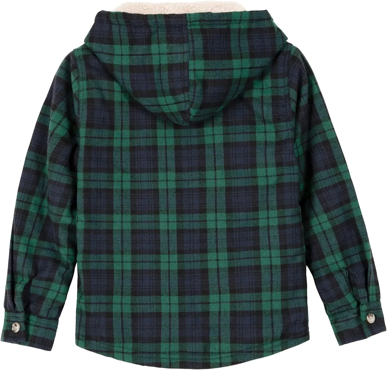 ZENTHACE Boys Sherpa Fleece Lined Flannel Plaid Button Down Shirt Jacket,Hooded Flannel Shirt with Hand Pockets