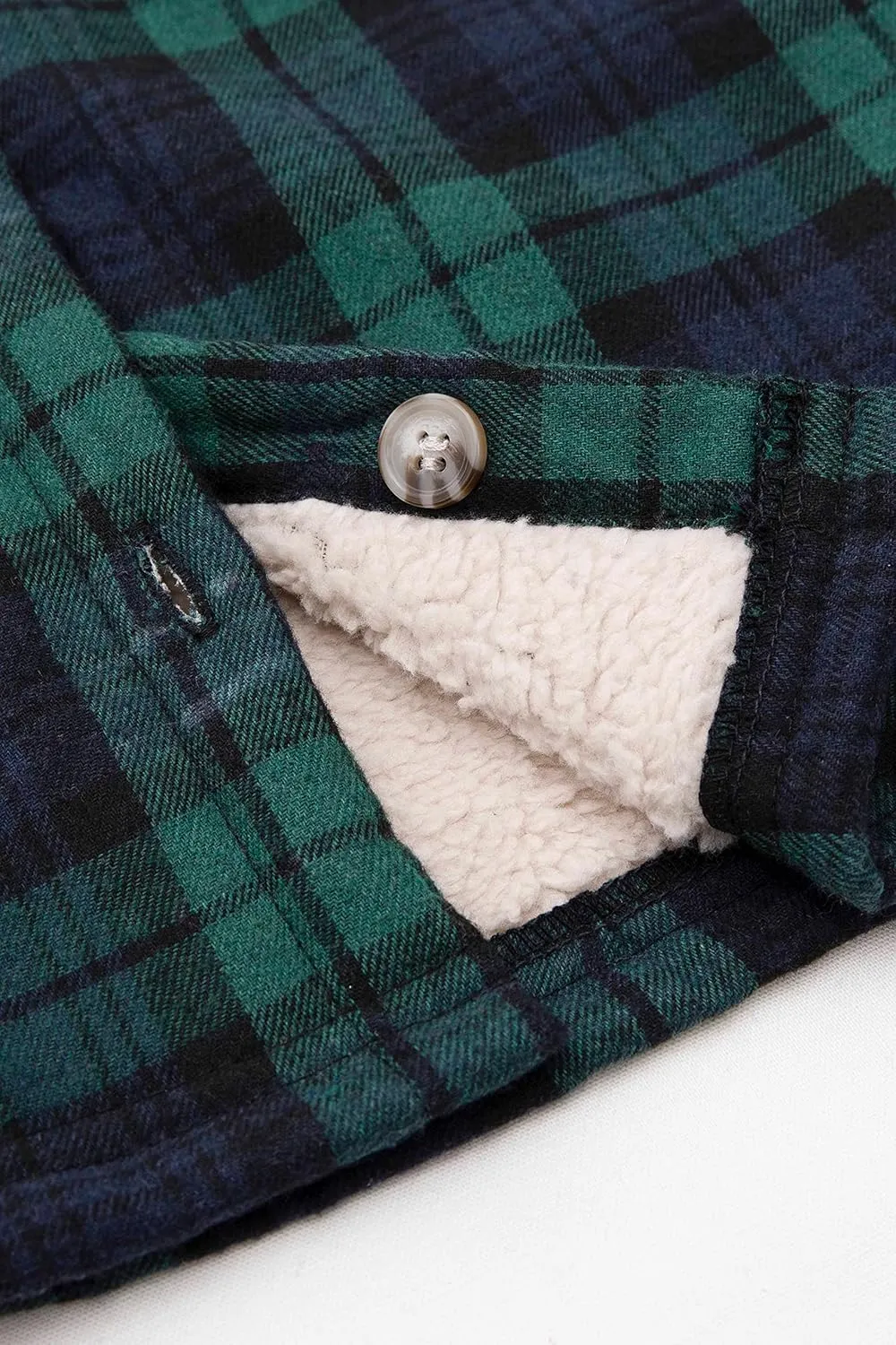 ZENTHACE Boys Sherpa Fleece Lined Flannel Plaid Button Down Shirt Jacket,Hooded Flannel Shirt with Hand Pockets