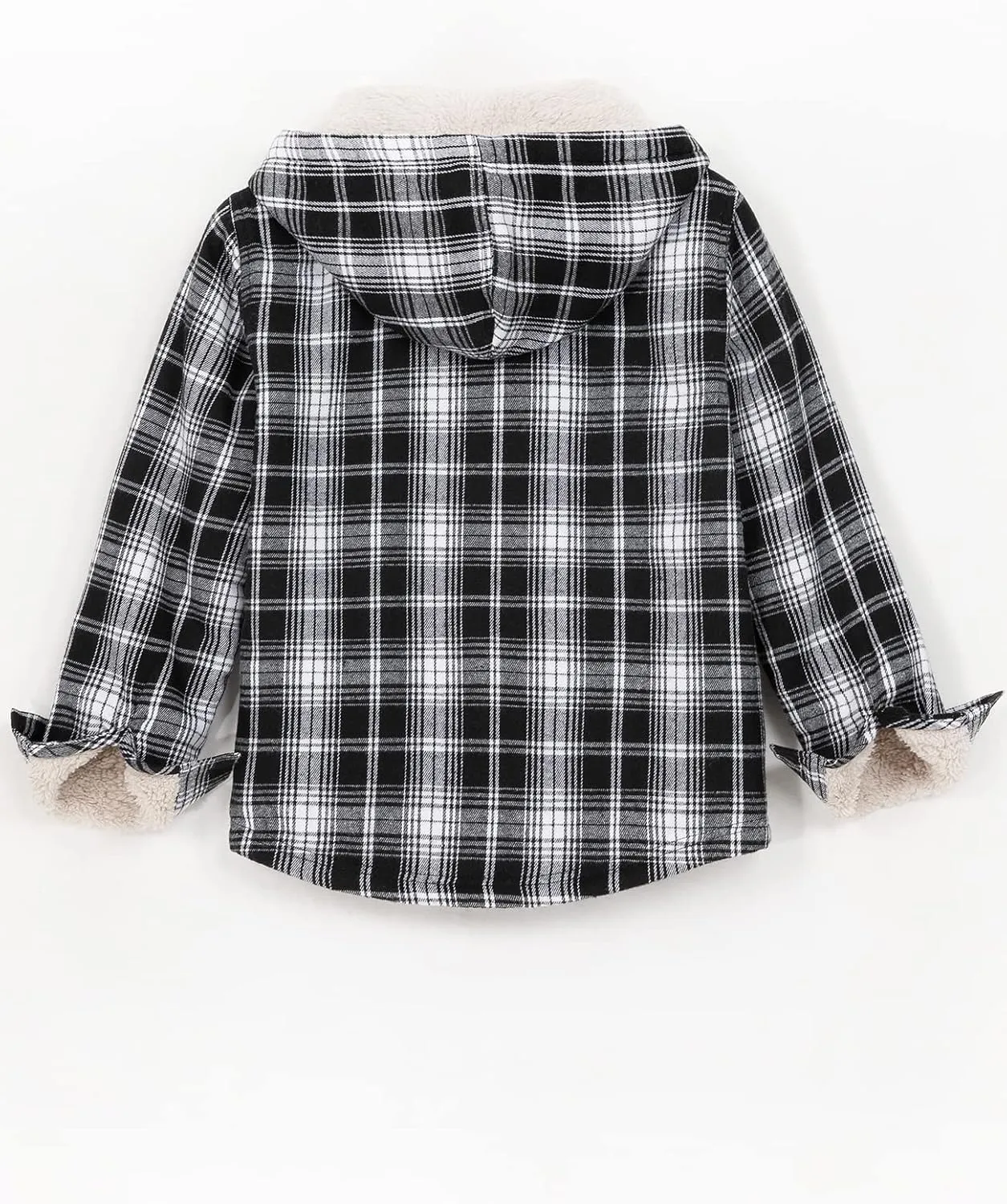 ZENTHACE Boys Sherpa Fleece Lined Flannel Plaid Button Down Shirt Jacket,Hooded Flannel Shirt with Hand Pockets