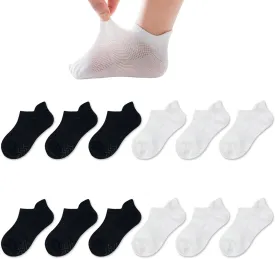 Zumou Toddler Non Slip Socks No Show Anti Skid Ankle With Grips 12 Pairs for Kids Little Girls Boys